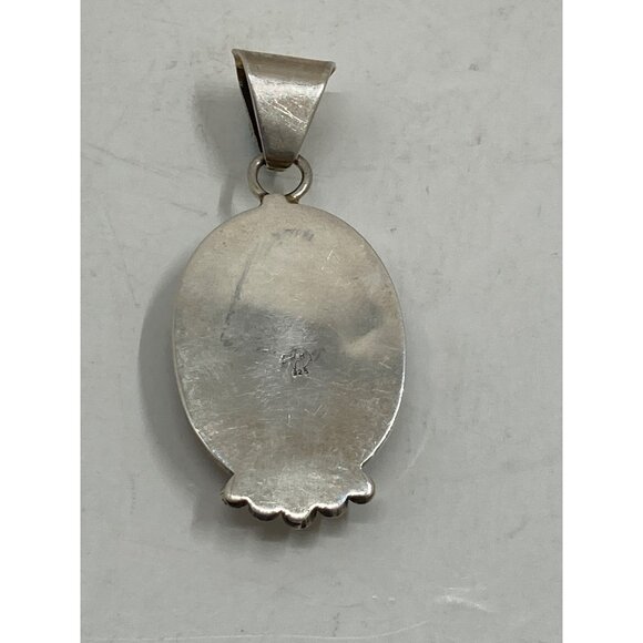 Sterling Silver Lapis Lazuli & Turquoise Pendant Oval Rope Detail Running Bear 9 - Picture 3 of 5